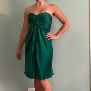 Emerald Silk Above the knee Cocktail dress